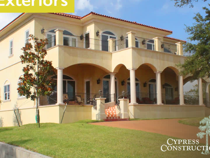 Custom home with arched exterior