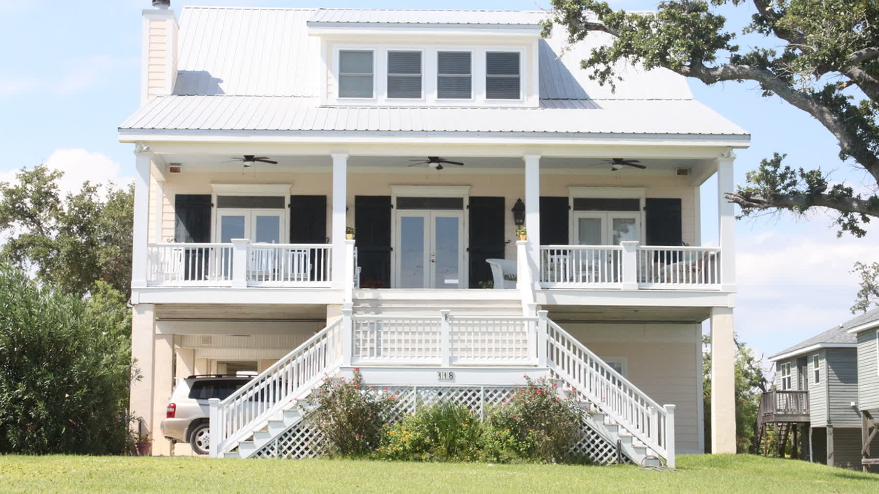A custom raised beach home built by Cypress Construction on the Mississippi Gulf Coast